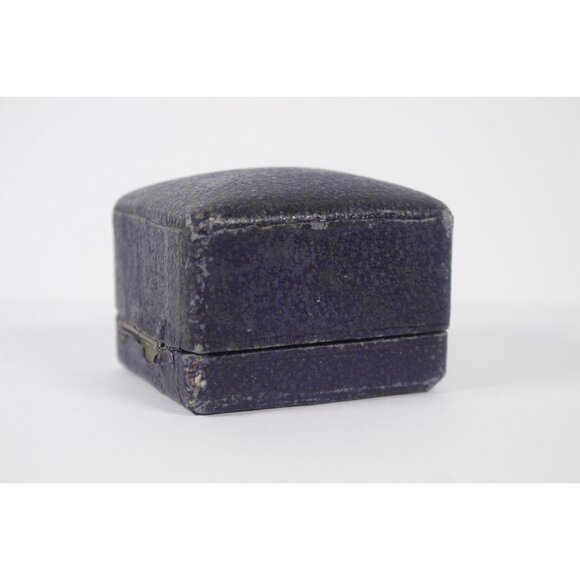 Antique blue leather ring box, engagement ring box for men, large ring wedding - Picture 5 of 5